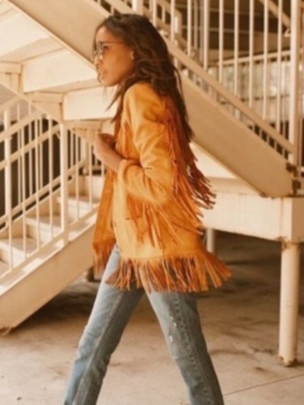 NWT DANIELLE BERNSTEIN Cognac Fringe Suede Jacket - Picture 3 of 4